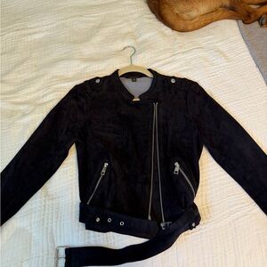 Banana Republic Black Suede Moto Jacket with Belt